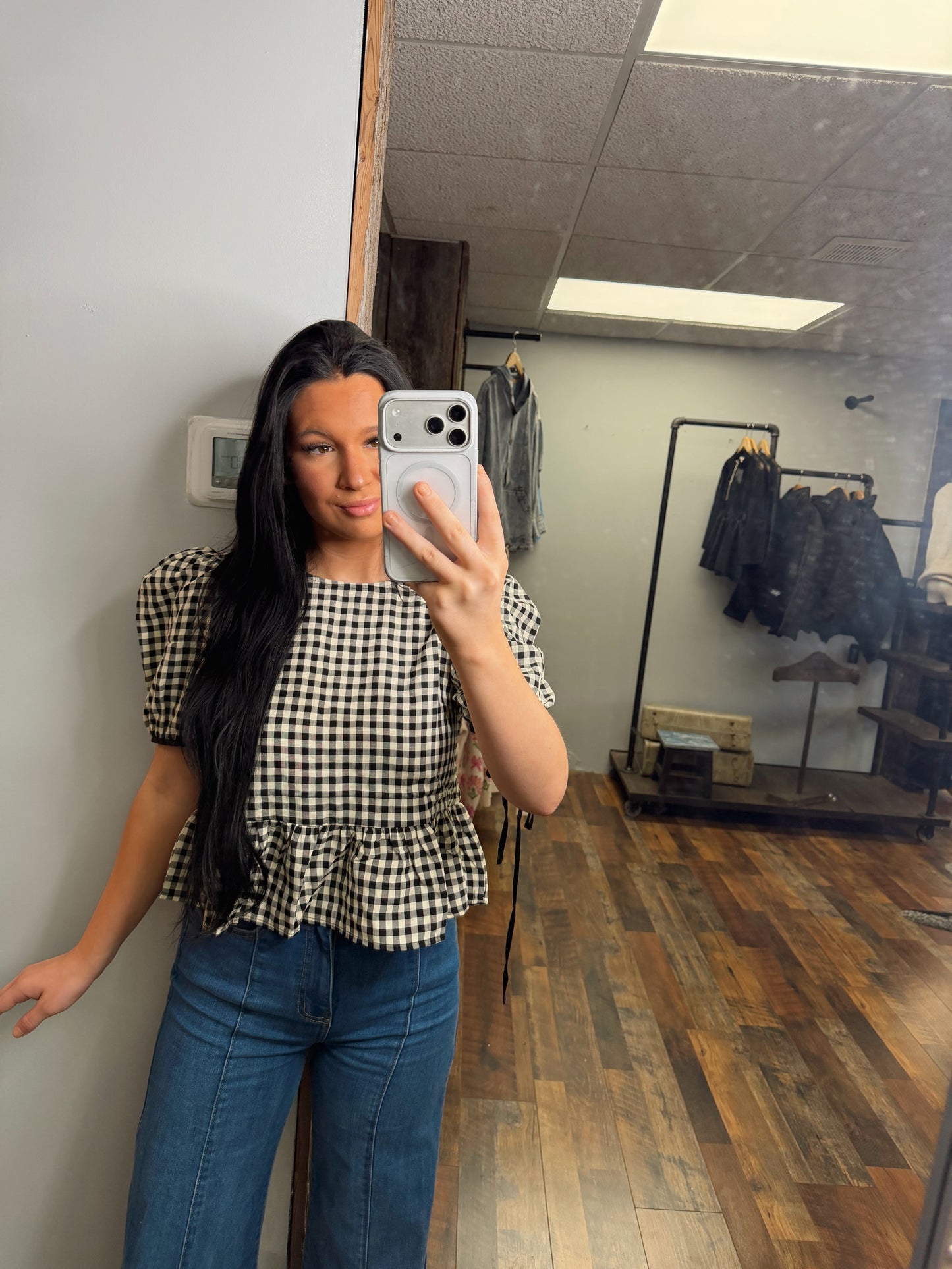 Nice Plaid Ruffle Top