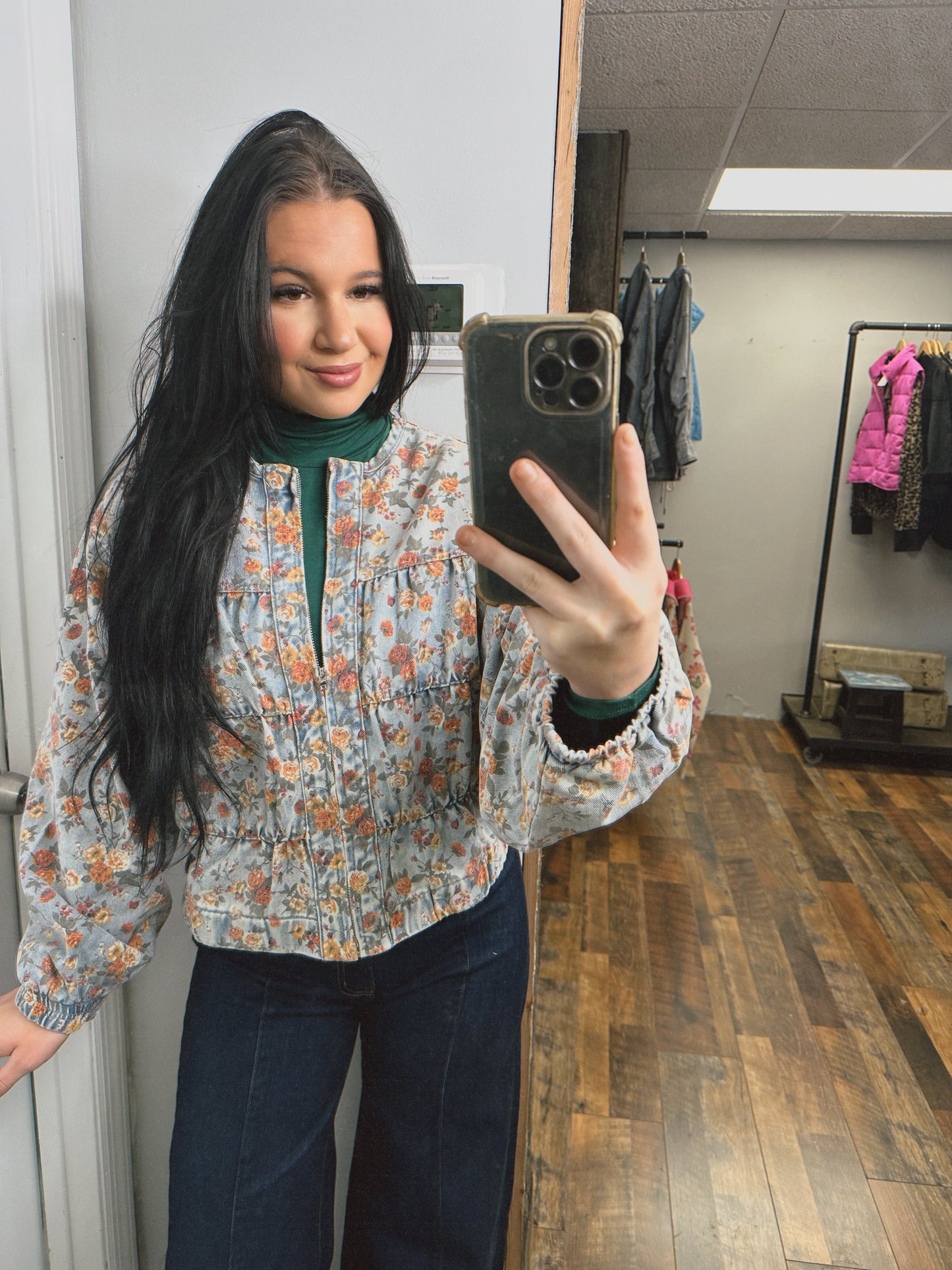 Vintage Floral Denim Tiered Jacket