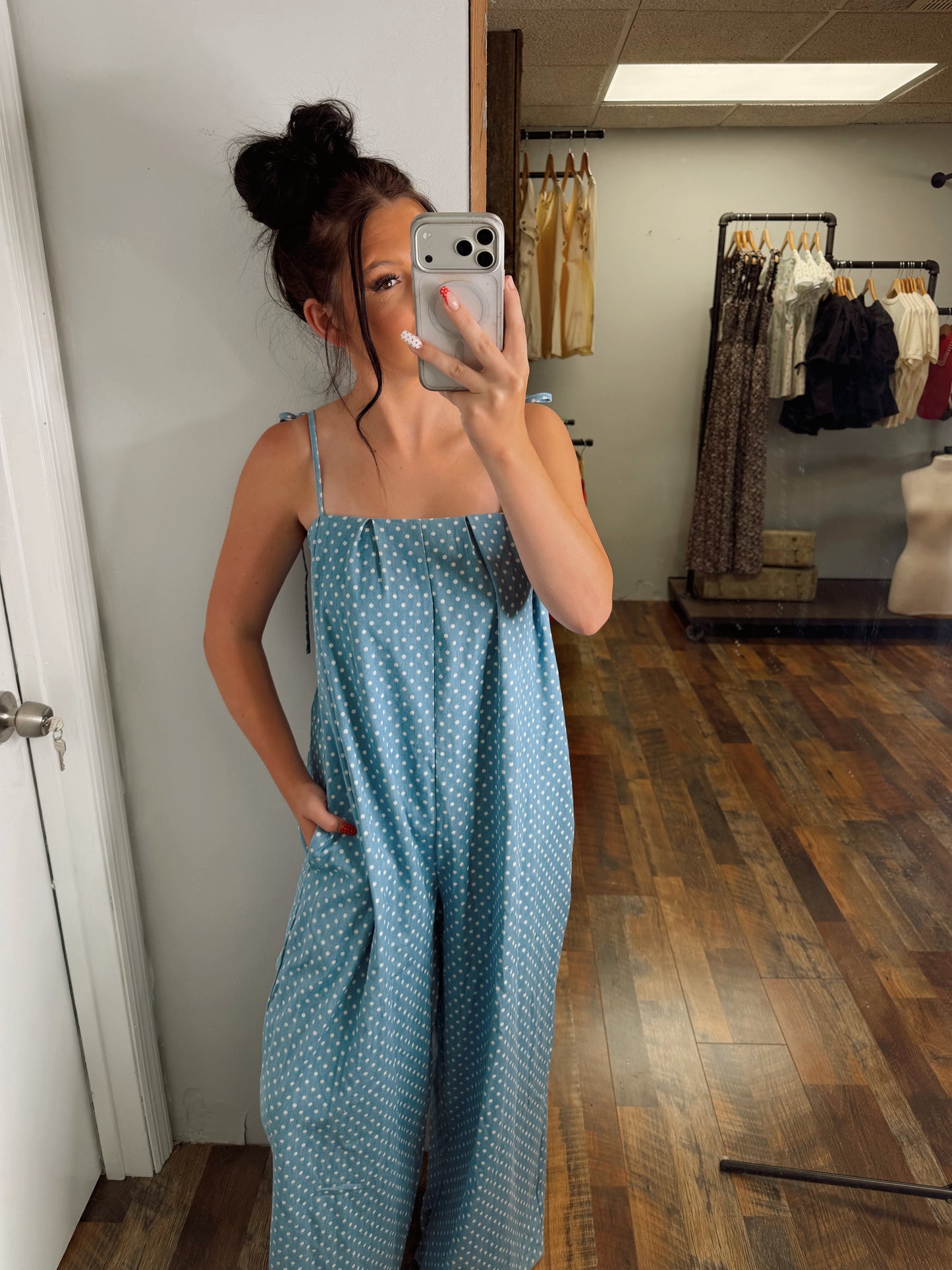 Dots and Denim Jumpsuit