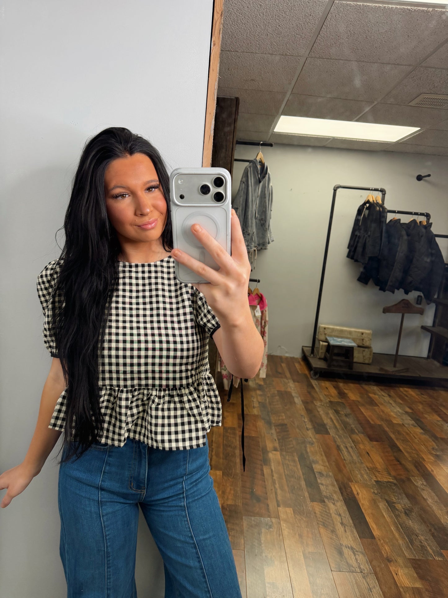 Nice Plaid Ruffle Top