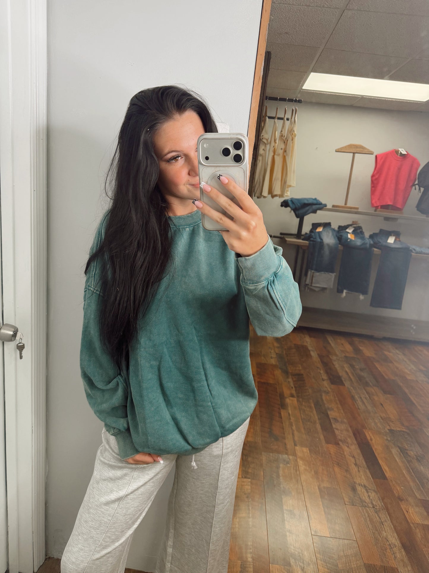 The Show Halter Top Crew Neck Acid Wash
