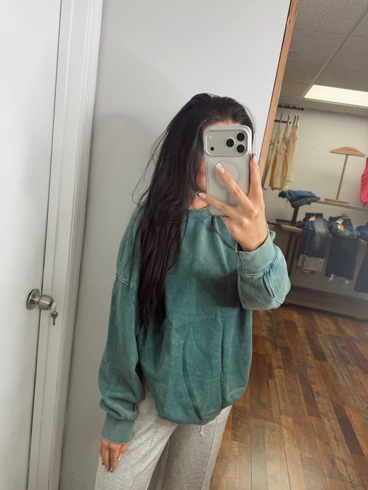 The Show Halter Top Crew Neck Acid Wash
