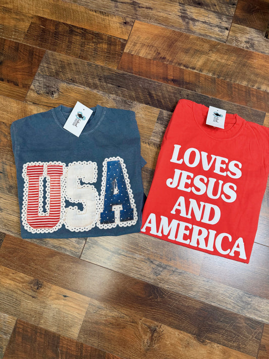 USA Lace tee