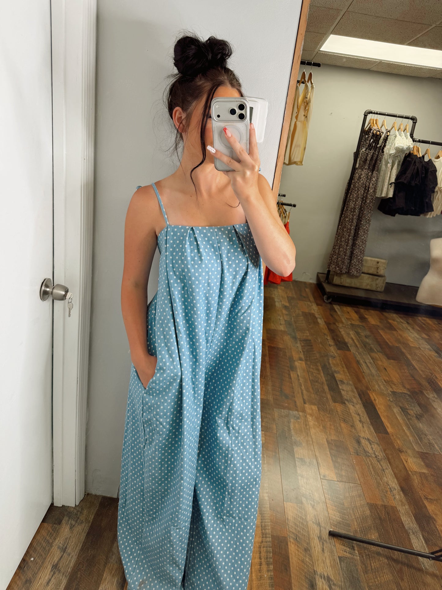 Dots and Denim Jumpsuit