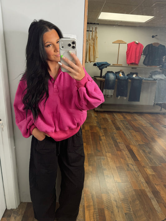 Drawstring Waist Barrel Sweatpants BLACK