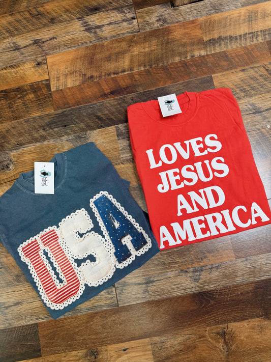 USA Lace tee
