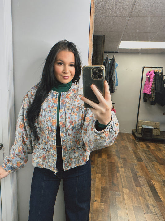 Vintage Floral Denim Tiered Jacket