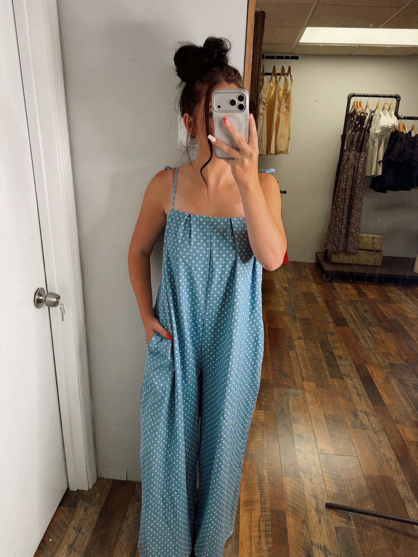 Dots and Denim Jumpsuit
