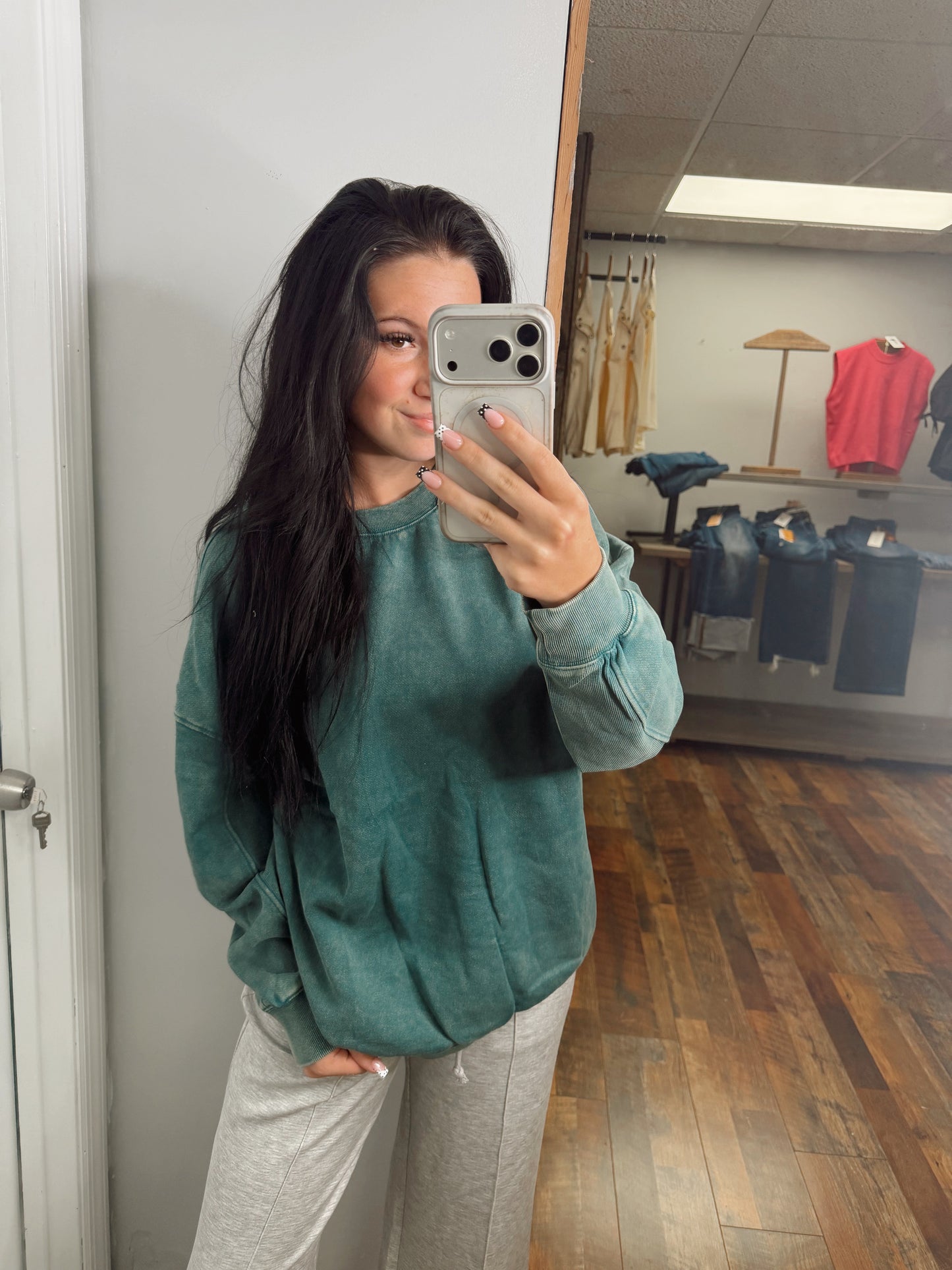 The Show Halter Top Crew Neck Acid Wash