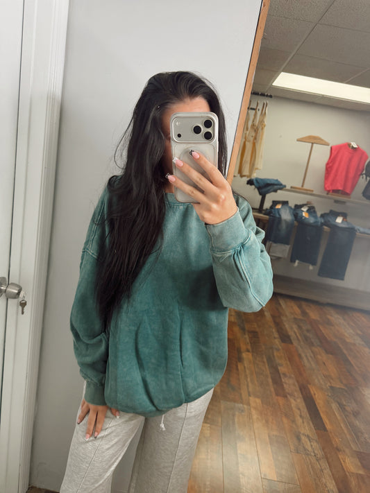 The Show Halter Top Crew Neck Acid Wash