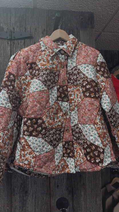 Quilted Floral Button Up Jacket